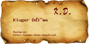 Kluger Döme névjegykártya